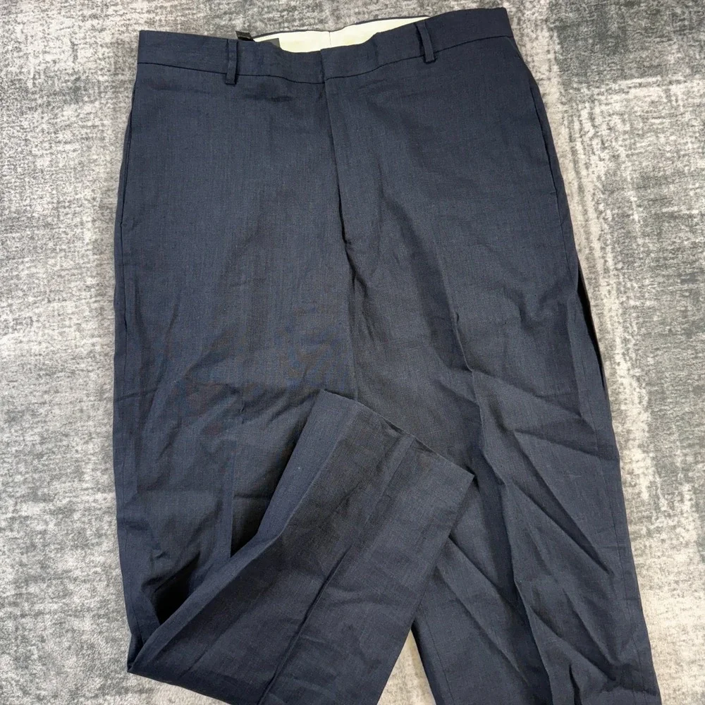VTG Banana Republic Linen Dress Pants Mens 36 Navy Blue Suit Trousers Italy Y2K